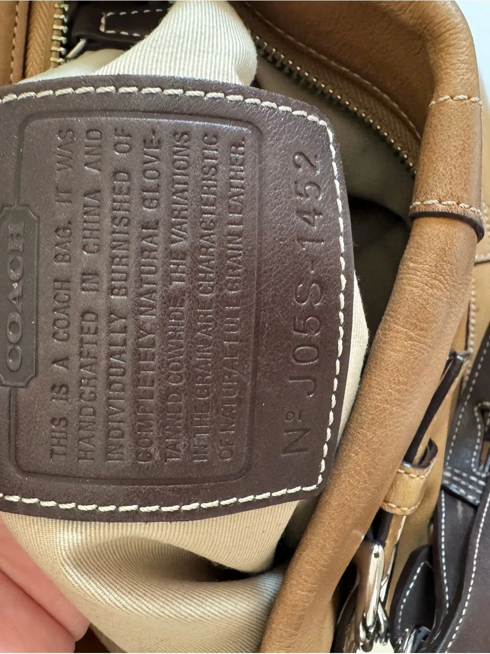 Vintage Coach Tan Leather Crossbody Shoulder Bag